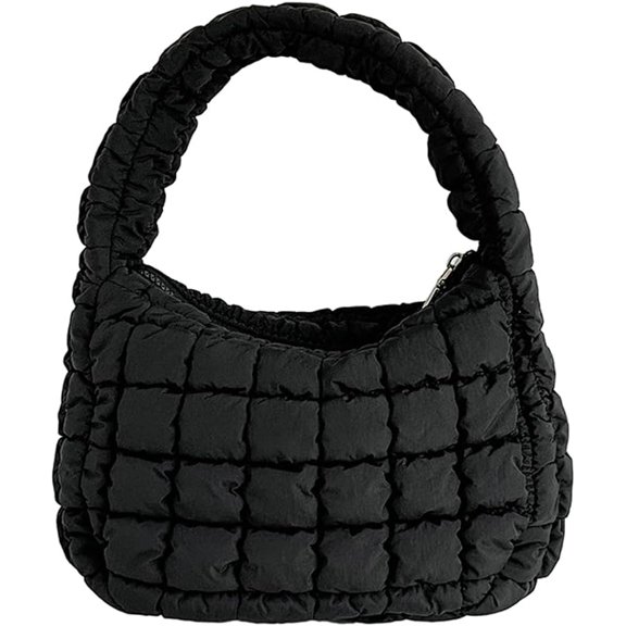 Kukuzhu Puffer Handbag for Women Quilted Handbag Nylon Puffy Tote Bag Padded Mini Hobo Bag Lightweight Handbag Purse