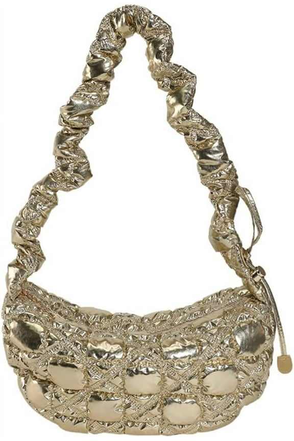 Puffer Shoulder Bag for Women Shiny Y2K Quilted Puffy Hobo Crossbody Bag Fashion Purse Padded Evening Bag