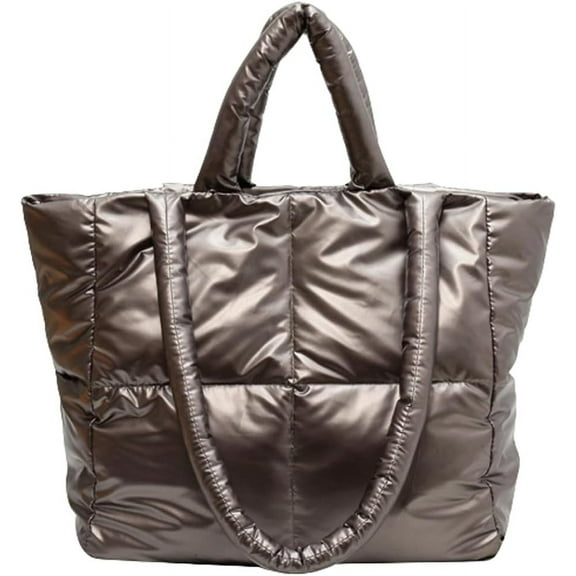 Kukuzhu Puffer Shoulder Bag for Women Soft Down Cotton Padded Tote Bag Chic Satchel Hobo Bag Designer Purse