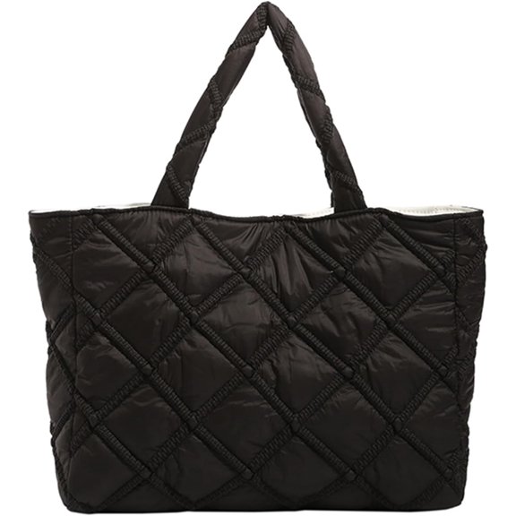 Kukuzhu Puffer Tote Bag, Large Puffy Bags for Women Fashion Quilted Soft Padded Handbag Purses