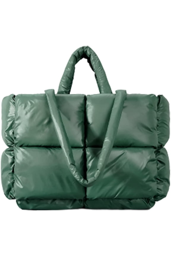 Puffer Tote Bag, Large Puffy Bags for Women Light Winter Down Cotton Padded Quilted Tote Bag Shoulder Handbag Purse