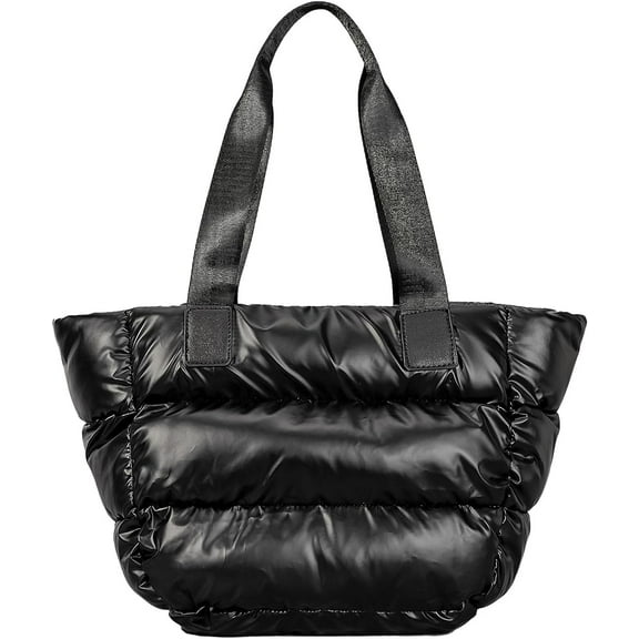 Kukuzhu Puffer Tote Bag, Large Soft Trendy Puffy Bags for Women Light Cotton Padded Quilted Tote Bag Crossbody Bag