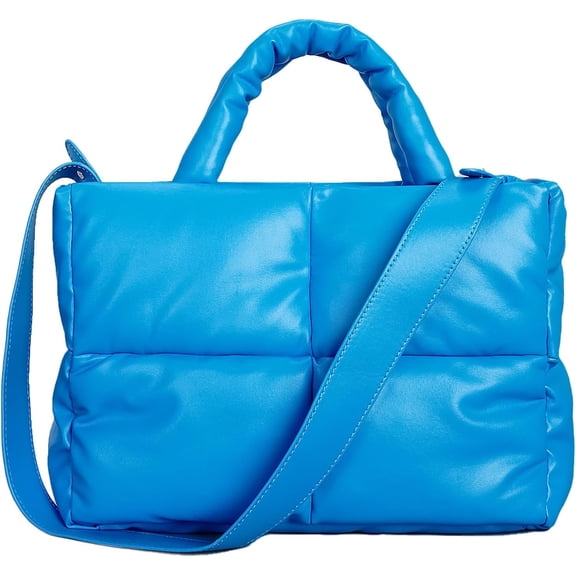 Kukuzhu Puffer Tote Bag, Puffy Bags for Women Light Winter Down Cotton Padded Quilted Tote Bag Shoulder Handbags Purse