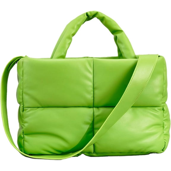 Kukuzhu Puffer Tote Bag, Puffy Bags for Women Light Winter Down Cotton Padded Quilted Tote Bag Shoulder Handbags Purse