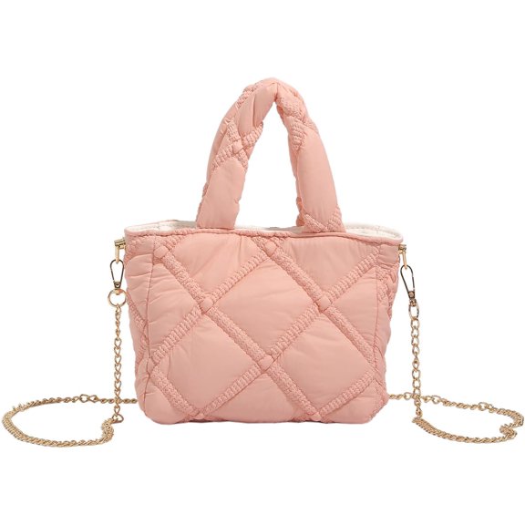 Kukuzhu Puffer Tote Bag, Small Puffy Bags for Women Fashion Quilted Soft Padded Handbag Purses