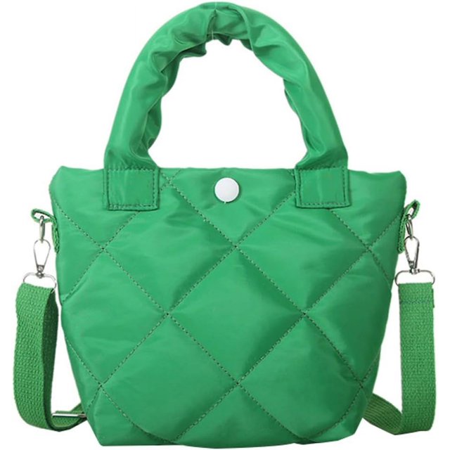 Kukuzhu Puffer Tote Bag Small Quilted Crossbody Bag Women Down Cotton Padded Shoulder Bag Lightweight Hobo Handbag
