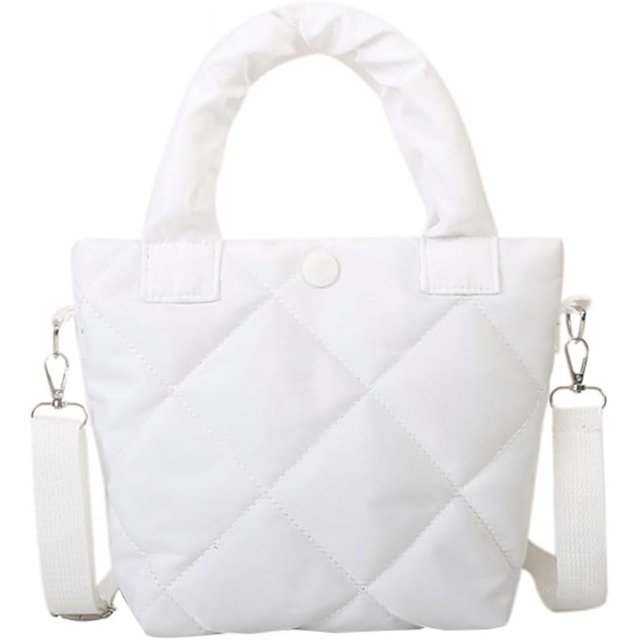 Kukuzhu Puffer Tote Bag Small Quilted Crossbody Bag Women Down Cotton Padded Shoulder Bag Lightweight Hobo Handbag