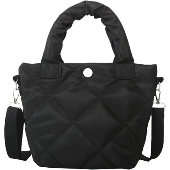 Kukuzhu Puffer Tote Bag Small Quilted Crossbody Bag Women Down Cotton Padded Shoulder Bag Lightweight Hobo Handbag