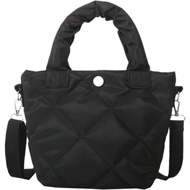 Kukuzhu Puffer Tote Bag Small Quilted Crossbody Bag Women Down Cotton Padded Shoulder Bag Lightweight Hobo Handbag
