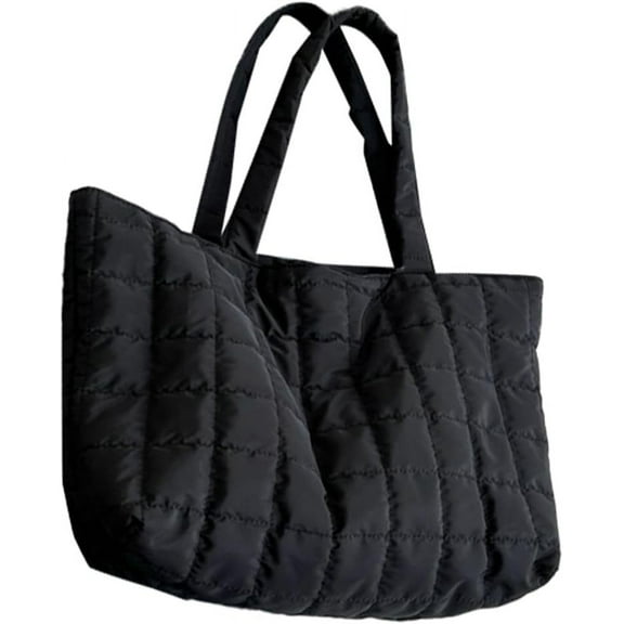 Kukuzhu Puffer Tote Bag Women Large Quilted Puffy Tote Bag Water-Resistant Down Cotton Padded Shoulder Bag Purse