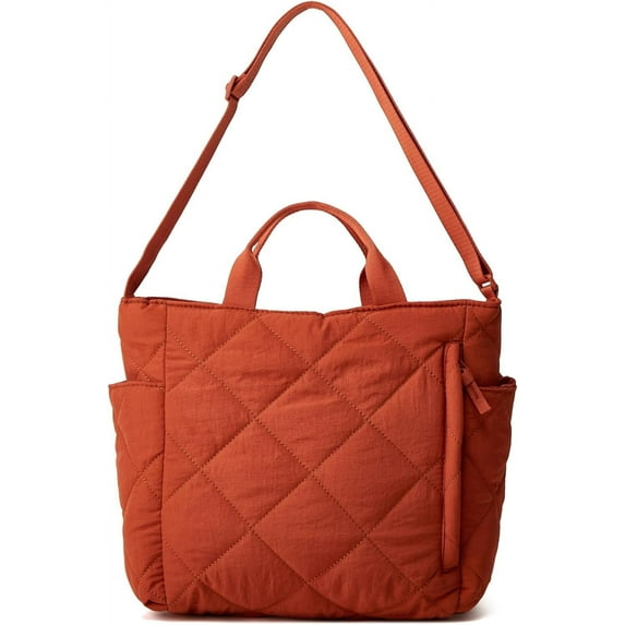 Kukuzhu Puffer Tote Bag Women Quilted Crossbody Handbag Lattice Padded Hobo Puffy Purse Casual Satchel Bag