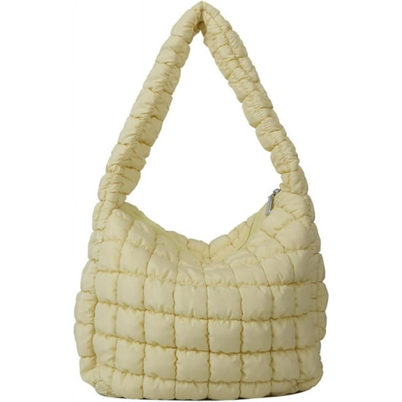Kukuzhu Puffer Tote Bag Women Quilted Large Shoulder Bags Puffy Bubble Hobo Pleated Purse Nylon Padding Cloud Crossbody Bag 2023
