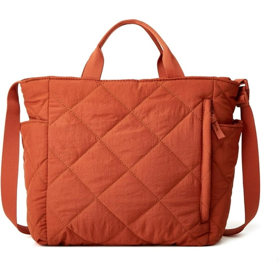 Kukuzhu Puffer Tote Bag Women Quilted Shoulder Crossbody Handbag Lattice Nylon Padded Hobo Cotton Puffy Purse Casual Satchel