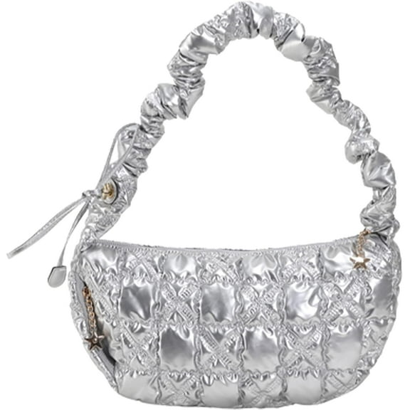 Kukuzhu Puffer Tote Bag for Women, Lightweight Quilted Tote Bag Puffer Purse Cloud Pleated Shoulder Bag Handbag