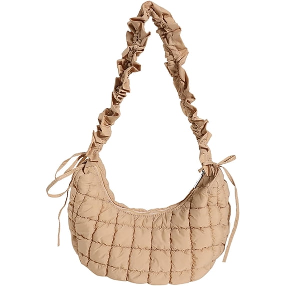 Kukuzhu Puffer Tote Bag for Women, Soft Bubble Tote Bag Lightweight Quilted Purse Cloud Pleated Shoulder Bag Handbag