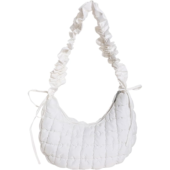 Kukuzhu Puffer Tote Bag for Women, Soft Bubble Tote Bag Lightweight Quilted Purse Cloud Pleated Shoulder Bag Handbag