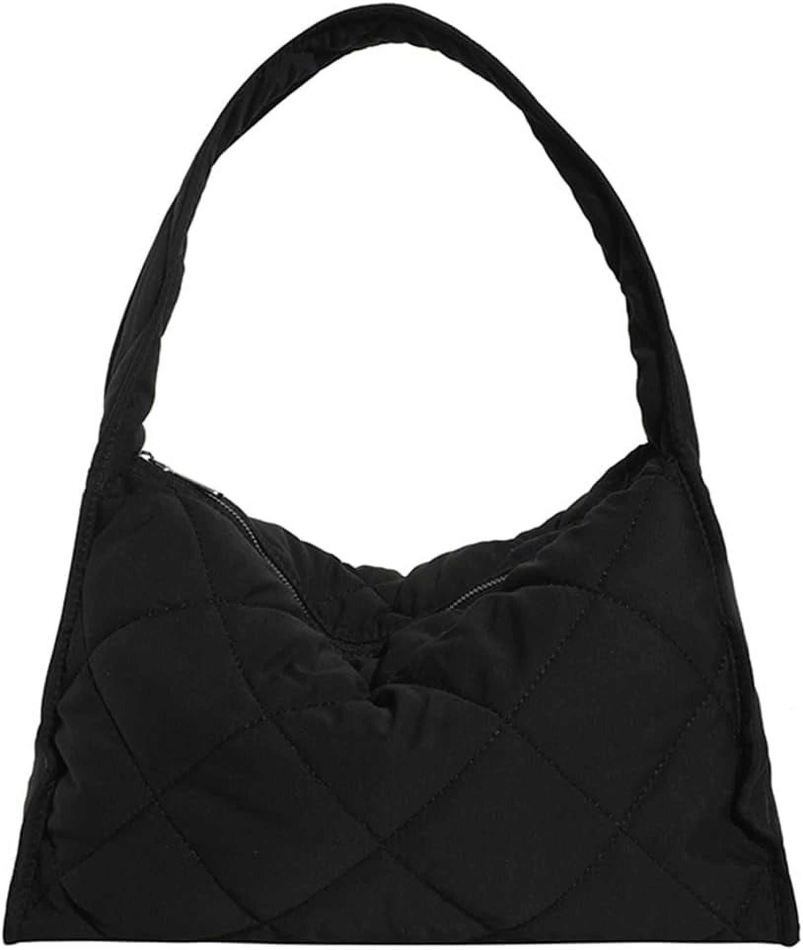 Women's Quilted Puffer Tote Bag - Large Capacity Nylon Crossbody Shoulder Bag With Zipper Pockets