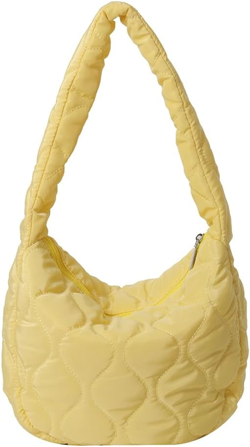 Anna-Kaci Women's Quilted Puffer Shoulder Bag with Adjustable Strap Lightweight Crescent Hobo Design