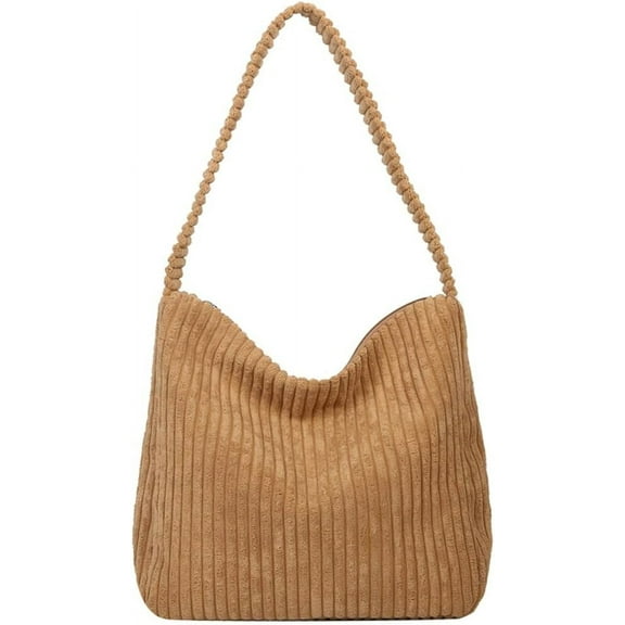 Kukuzhu Quilted Hobo Bag Women's Corduroy Shoulder Bag Purse Zipper Casual Handbag Armpit Large Totes Work Top Handle Bag