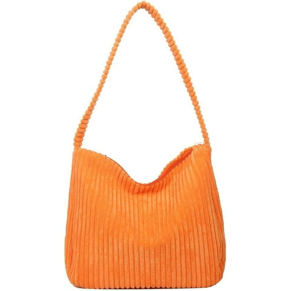 Kukuzhu Quilted Hobo Bag Women's Corduroy Shoulder Bag Purse Zipper Casual Handbag Armpit Large Totes Work Top Handle Bag