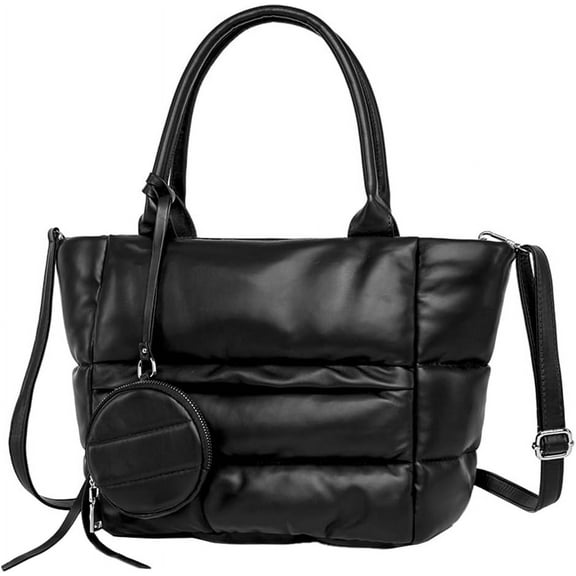 Kukuzhu Quilted Hobo Women's Padding Down Cotton Shoulder Crossbody Bag Large Work Totes Handbag Leather Purse Satchels