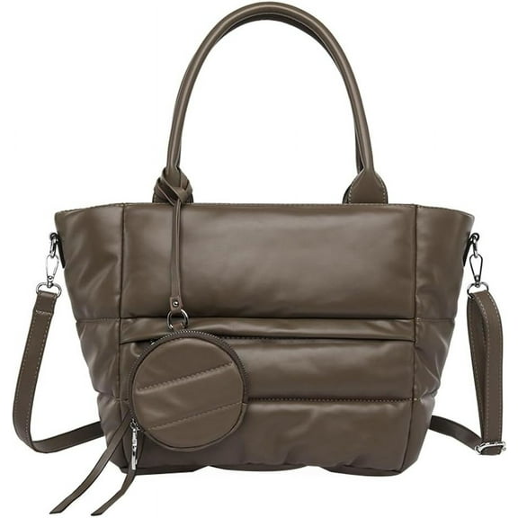 Kukuzhu Quilted Hobo Women's Padding Down Cotton Shoulder Crossbody Bag Large Work Totes Handbag Leather Purse Satchels