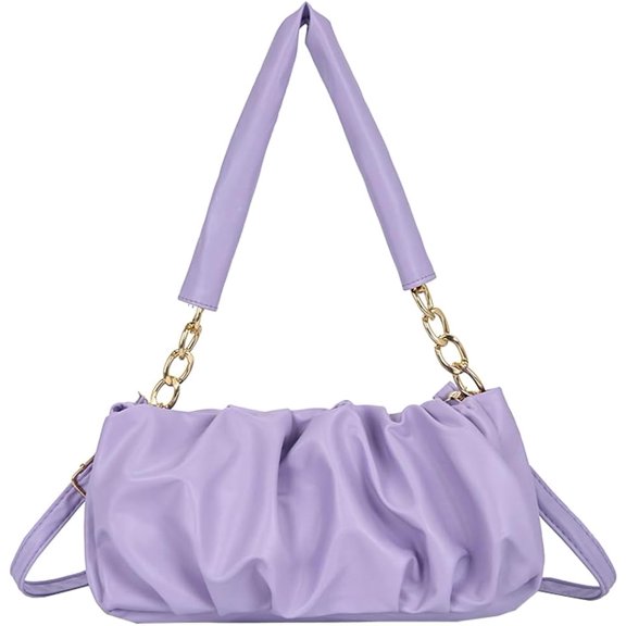 Kukuzhu Quilted Shoulder Bag Tote Bag Women Leather Pleated Hobo Bag Chic Soft Handbag Purse