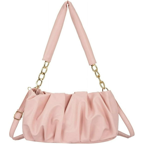 Kukuzhu Quilted Shoulder Bag Tote Bag Women Leather Pleated Hobo Bag Chic Soft Handbag Purse