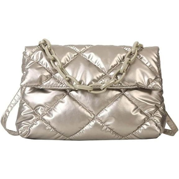 Kukuzhu Quilted Shoulder Bag Tote Bag Women Padding Cotton Down Hobo Bag Small Fashion Bags