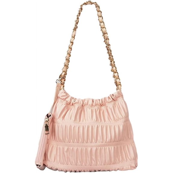 Kukuzhu Quilted Shoulder Bag for Women PU Leather Hobo Tote Bag Armpit Purse Handbag Pleated Top Handle Bag