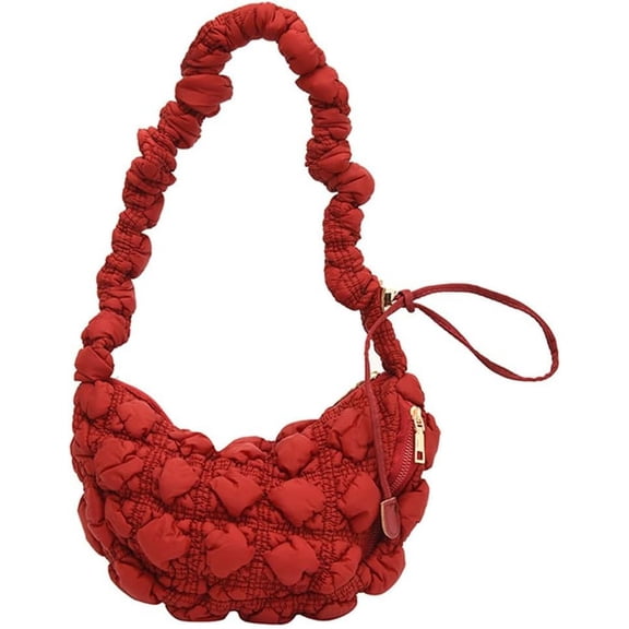 Kukuzhu Quilted Shoulder Bag for Women Padding Down Cotton Hobo Bag Fashion Cloud Bag