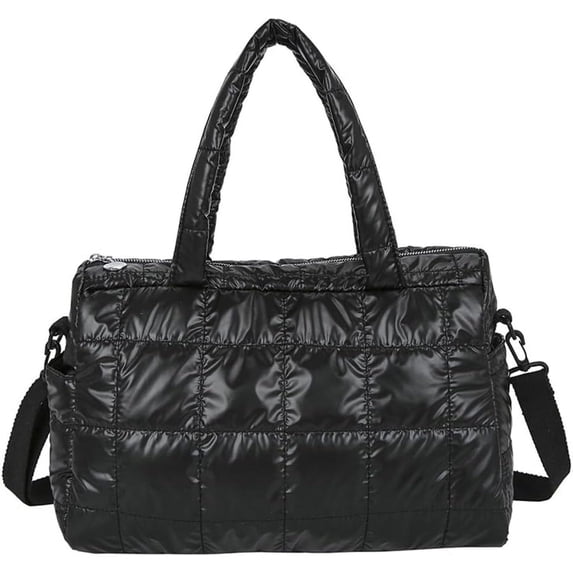 Kukuzhu Quilted Shoulder Crossbody Bag Padding Down Cotton Hobo Bag Soft Fluffy Handbag Purse Large Totes Top Handle Bag