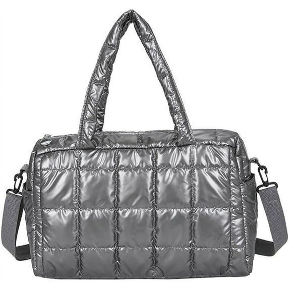 Kukuzhu Quilted Shoulder Crossbody Bag Padding Down Cotton Hobo Bag Soft Fluffy Handbag Purse Large Totes Top Handle Bag