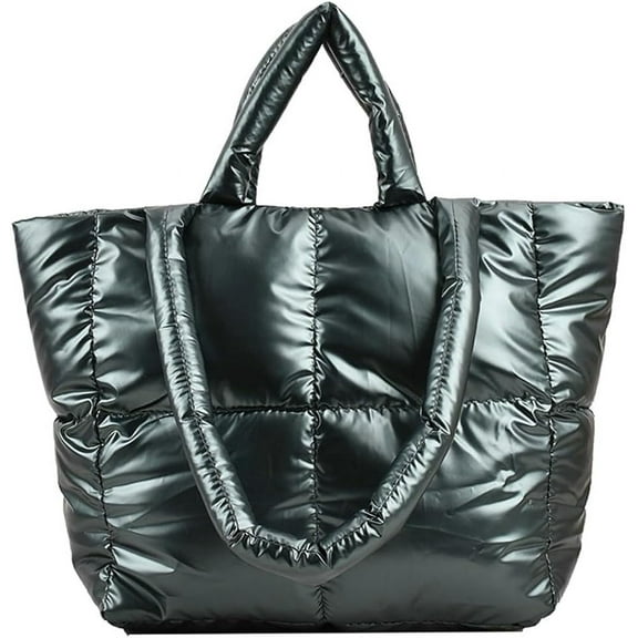 Kukuzhu Quilted Shoulder Tote Bag Women Padding Cotton Down Hobo Bag Casual Fashion Waterproof Handbag