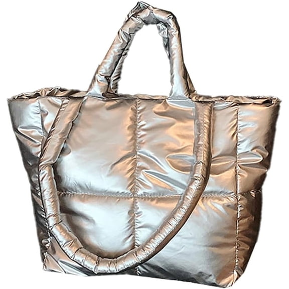 Kukuzhu Quilted Shoulder Tote Bag Women Padding Cotton Down Hobo Bag Casual Fashion Waterproof Handbag