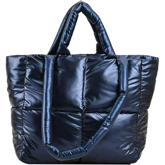 Kukuzhu Quilted Shoulder Tote Bag Women Padding Cotton Down Hobo Bag Casual Fashion Waterproof Handbag