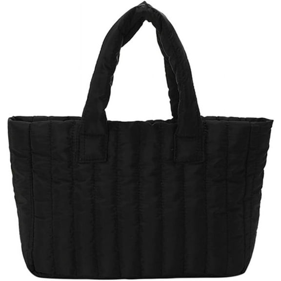 Kukuzhu Quilted Shoulder Tote Bag Women Padding Cotton Down Hobo Bag Large Casual Shopping Handbag Purse