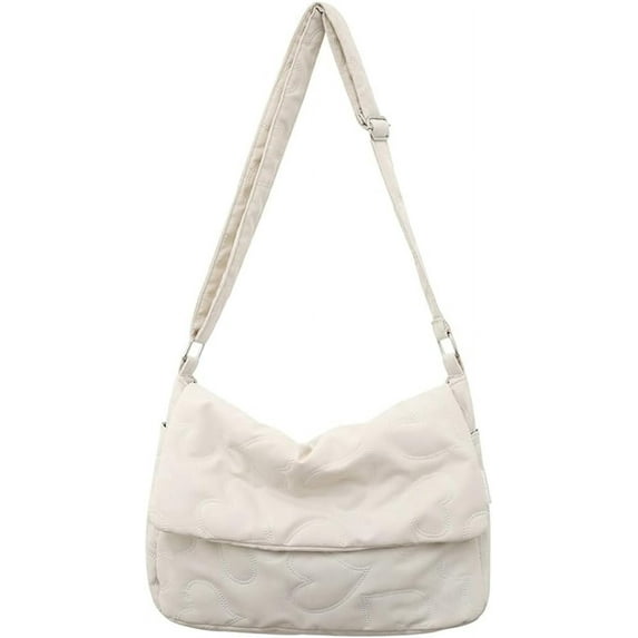 Kukuzhu Quilted Shoulder Tote Bag for Women Padding Down Cotton Hobo Bag Crossbody Bag Solid Retro Casual Cute Clutch