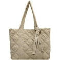 thumbnail image 1 of Kukuzhu Quilted Shoulder Tote Bag for Women Padding Down Cotton Hobo Bag Solid Retro Casual Cute Handbag Clutch, 1 of 7