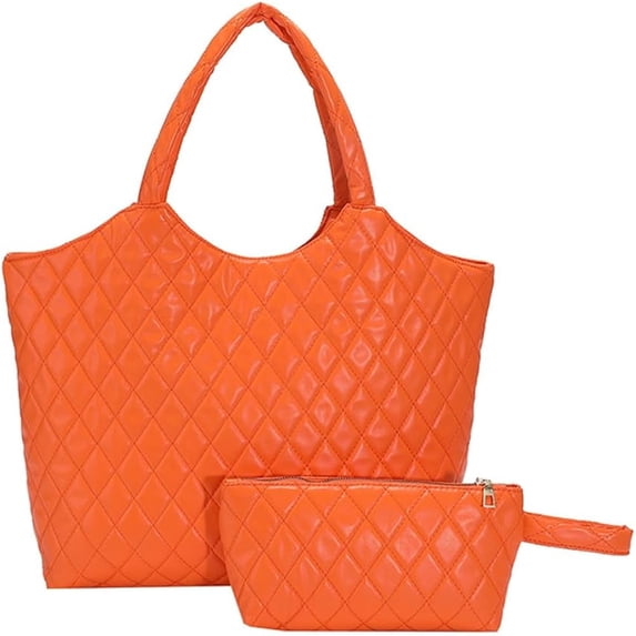 Kukuzhu Quilted Shoulder Tote Bag for Women Padding Down Cotton Large Hobo Bag Purse Casual Fashion Handbag