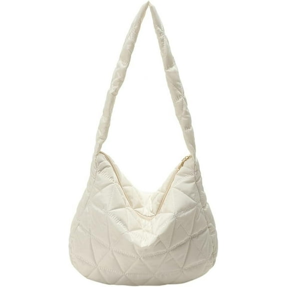 Kukuzhu Quilted Shoulder Tote Shoulder Bag Women Padding Cotton Down Hobo Bag Large Casual Shopping Bags