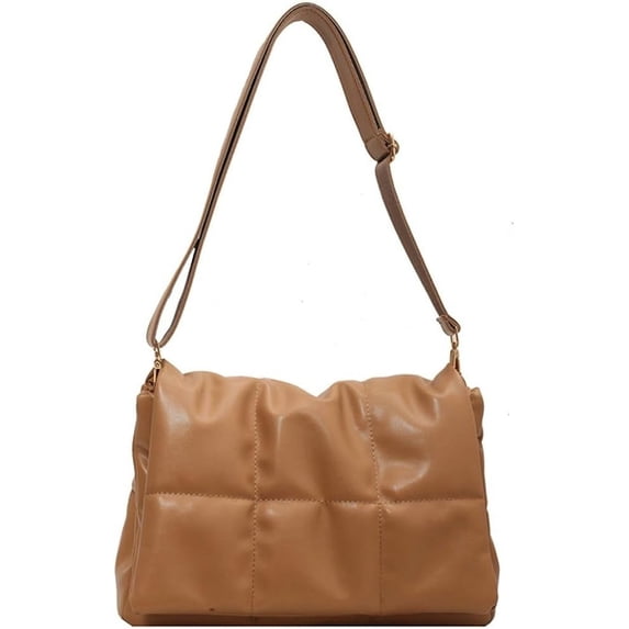 Kukuzhu Quilted Tote Bag for Women PU Padding Hobo Shoulder Bag Down Cotton Padded Large Bag