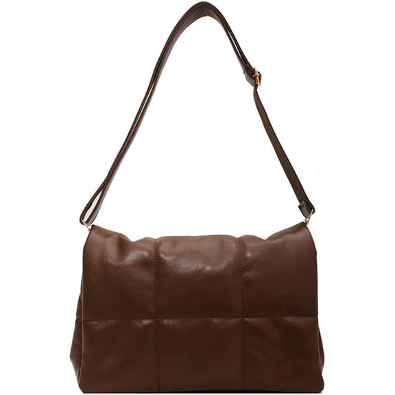 Kukuzhu Quilted Tote Bag for Women PU Padding Hobo Shoulder Bag Down Cotton Padded Large Bag