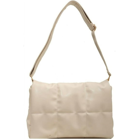 Kukuzhu Quilted Tote Bag for Women PU Padding Hobo Shoulder Bag Down Cotton Padded Large Bag