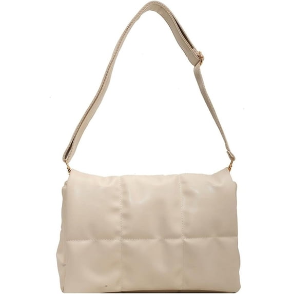 Kukuzhu Quilted Tote Bag for Women PU Padding Hobo Shoulder Bag Down Cotton Padded Large Bag