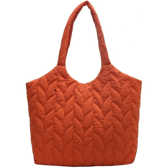 Kukuzhu Quilted Tote Bag for Women Padding Down Cotton Hobo Bag Large Fashion Shoulder Bag