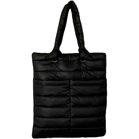 Kukuzhu Quilted Tote Bag for Women Padding Down Cotton Shoulder Hobo Bag Lightweight Handbag Purse Top Handle Bag