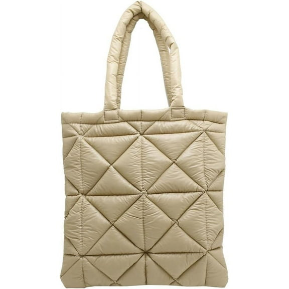 Kukuzhu Quilted Tote Bag for Women Padding Down Cotton Shoulder Hobo Bag Lightweight Handbag Purse Top Handle Bag