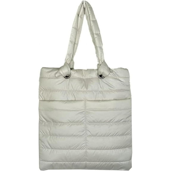 Kukuzhu Quilted Tote Bag for Women Padding Down Cotton Shoulder Hobo Bag Lightweight Handbag Purse Top Handle Bag