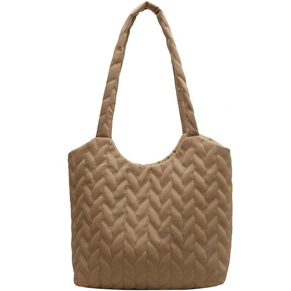 Kukuzhu Quilted Tote Bag for Women Padding Down Hobo Bag Casual Fashion Large Shoulder Bag